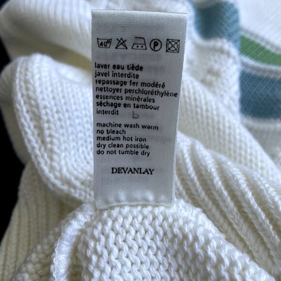 NEW Lacoste Kids White Sweater Blue Green Stripes Size 10 - Picture 10 of 15